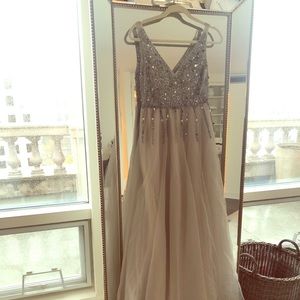 Champagne and silver sequin dress